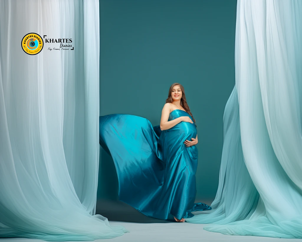 maternity wrap blue silk fabric elegance Patiala